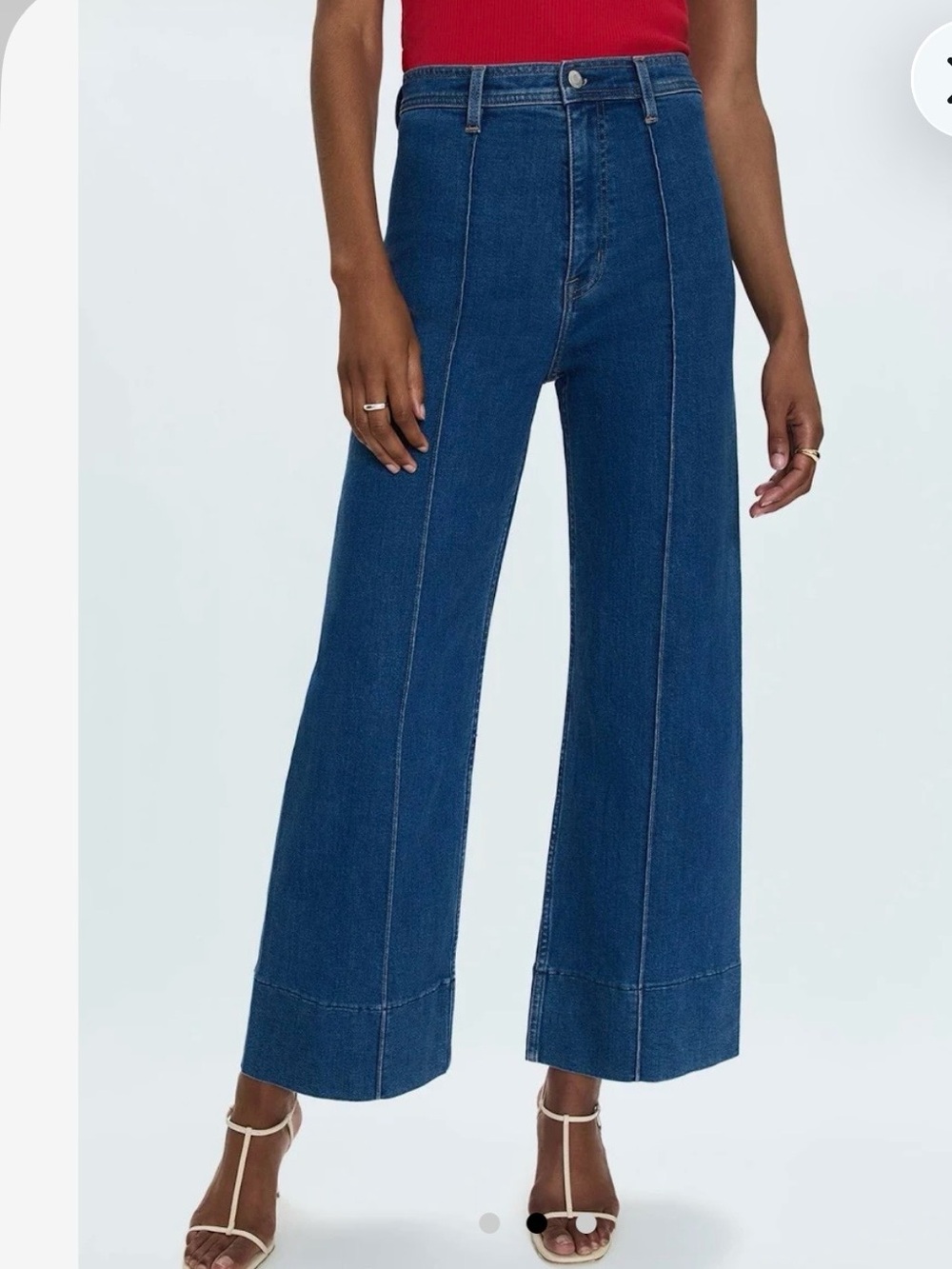 pistola Wide-Leg High-Rise Crop Jeans in Blue - Picture 3 of 8